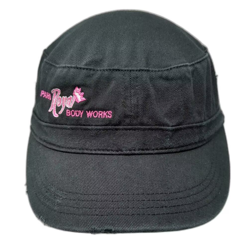 District Threads Army Cap Black Pink OS Embroidered Adjustable Cotton Hat